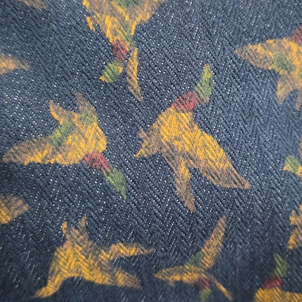 Humor Mens Duck Print Denim Shorts Sweden Cargo Pockets Hunting Sz L EUC